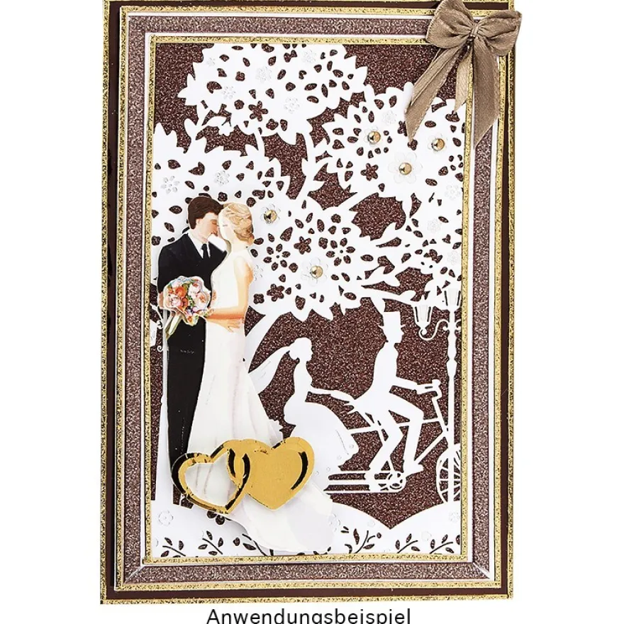 Laser-Grußkarte "Hochzeit 2", 12cm x 18cm, mit Umschlag & hellgrünem Einleger