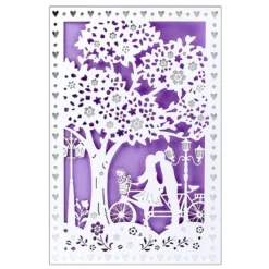 Laser-Grußkarte "Hochzeit 2", 12cm x 18cm, mit Umschlag & fliederfarbenem Einleger