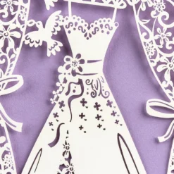 Laser-Grußkarte "Hochzeit 4", 12cm x 18cm, mit Umschlag & fliederfarbenem Einleger