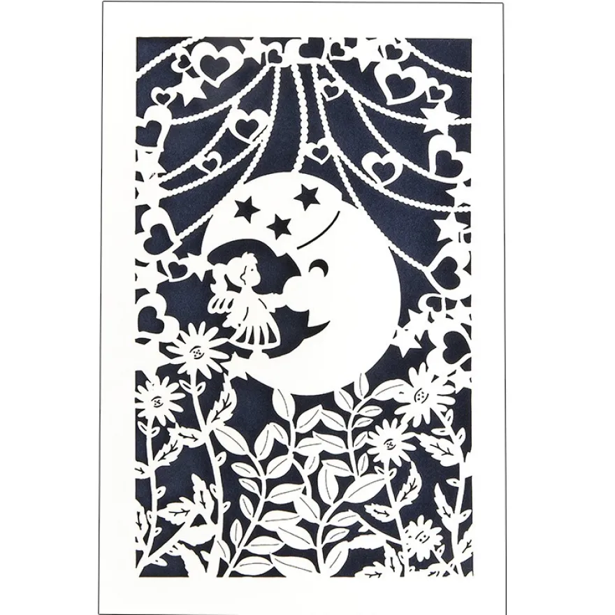 Laser-Grußkarte "Mond", 12cm x 18cm, mit Umschlag & dunkelblauem Einleger