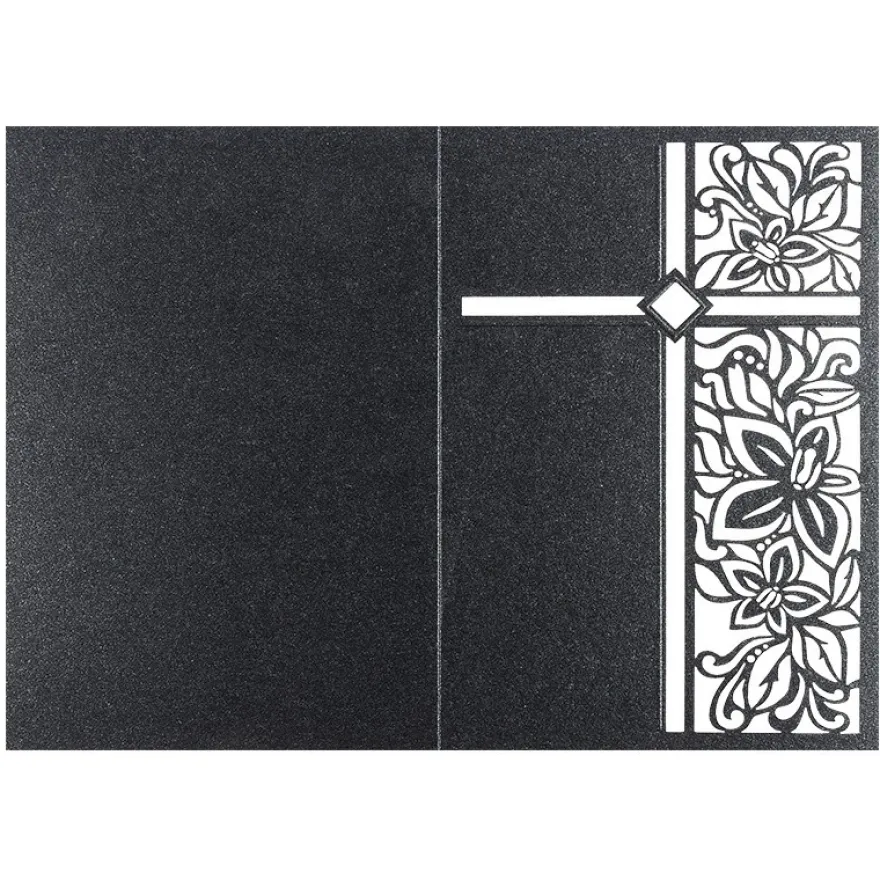 Laser-Grußkarten, Kreuz, 16,5cm x 11,5cm, anthrazit, inkl. Einleger & Umschläge, 5 Stück
