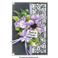 Laser-Grußkarten, Lilie, 16,5cm x 11,5cm, anthrazit, inkl. Einleger & Umschläge, 5 Stück