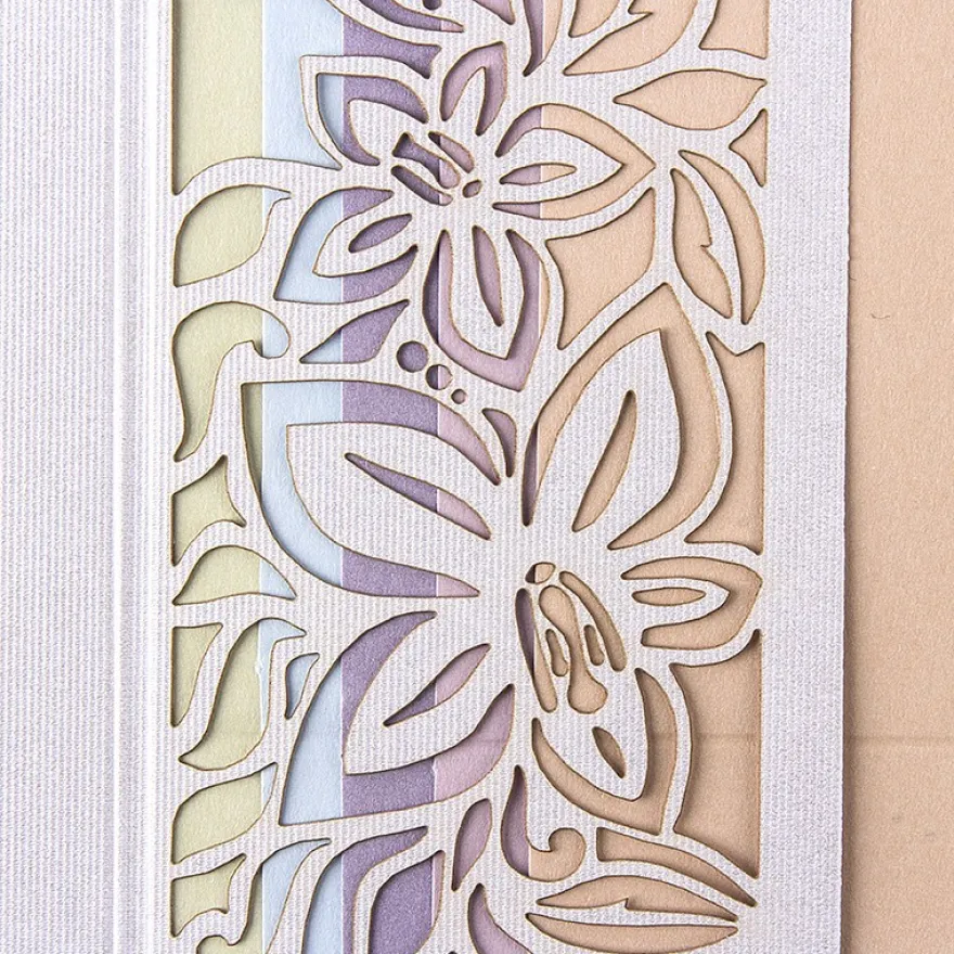 Laser-Grußkarten, Lilie, 16,5cm x 11,5cm, naturweiß, inkl. Einleger und Umschläge, 5 Stück