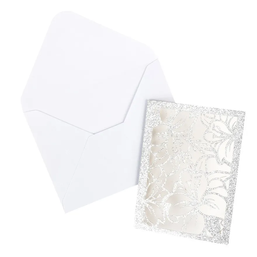 Laser-Grußkarten Mini, Lilie, 9,5cm x 7cm, versch. Farben, mit Umschlägen, 20 Stück