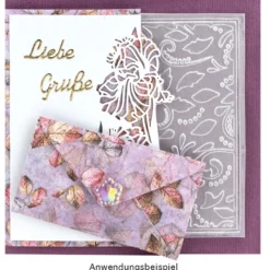 Laser-Grußkarten Mini, Schwertlilie, 9,5cm x 7cm, versch. Farben, mit Umschlägen, 20 Stück
