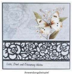 Laser-Grußkarten, Rose, 16,5cm x 11,5cm, anthrazit, inkl. Einleger & Umschläge, 5 Stück