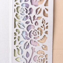 Laser-Grußkarten, Rose, 16,5cm x 11,5cm, naturweiß, inkl. Einleger und Umschläge, 5 Stück