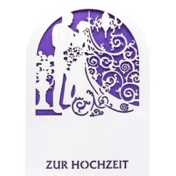Laser-Grußkarten, Zur Hochzeit 1, 11,3cm x 16,1cm, naturweiß, inkl. Einleger & Umschläge, 10 Stück