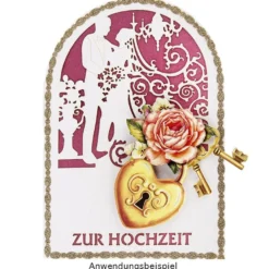 Laser-Grußkarten, Zur Hochzeit 1, 11,3cm x 16,1cm, naturweiß, inkl. Einleger & Umschläge, 10 Stück
