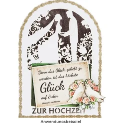 Laser-Grußkarten, Zur Hochzeit 2, 11,3cm x 16,1cm, naturweiß, inkl. Einleger & Umschläge, 10 Stück