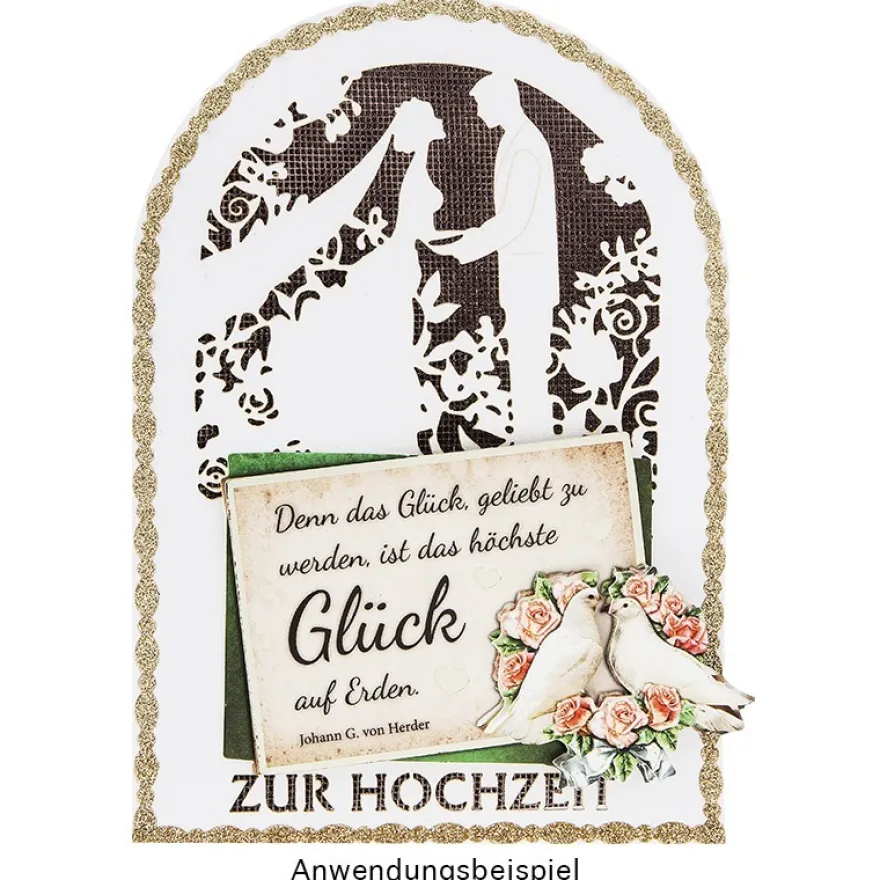 Laser-Grußkarten, Zur Hochzeit 2, 11,3cm x 16,1cm, naturweiß, inkl. Einleger & Umschläge, 10 Stück