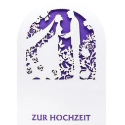 Laser-Grußkarten, Zur Hochzeit 2, 11,3cm x 16,1cm, naturweiß, inkl. Einleger & Umschläge, 10 Stück