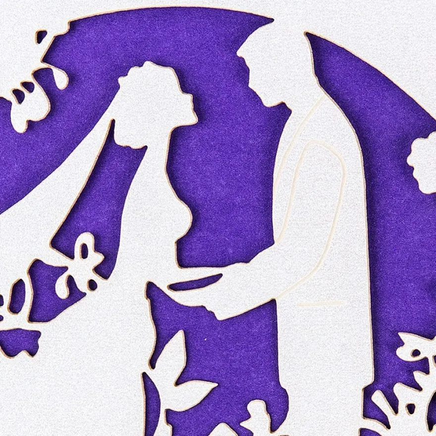 Laser-Grußkarten, Zur Hochzeit 2, 11,3cm x 16,1cm, naturweiß, inkl. Einleger & Umschläge, 10 Stück