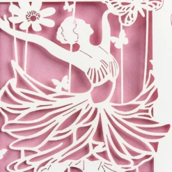 Laser-Grußkarte "Tanzendes Mädchen", 12cm x 18cm, mit Umschlag & rosa Einleger