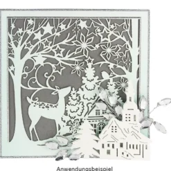 Laser-Grußkarte "Weihnachten 8", 14,8cm x 14,8cm, mit Umschlag & weinrotem Einleger