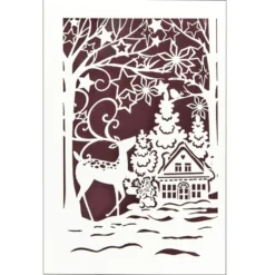 Laser-Grußkarte "Weihnachten 7", 12cm x 18cm, mit Umschlag & weinrotem Einleger
