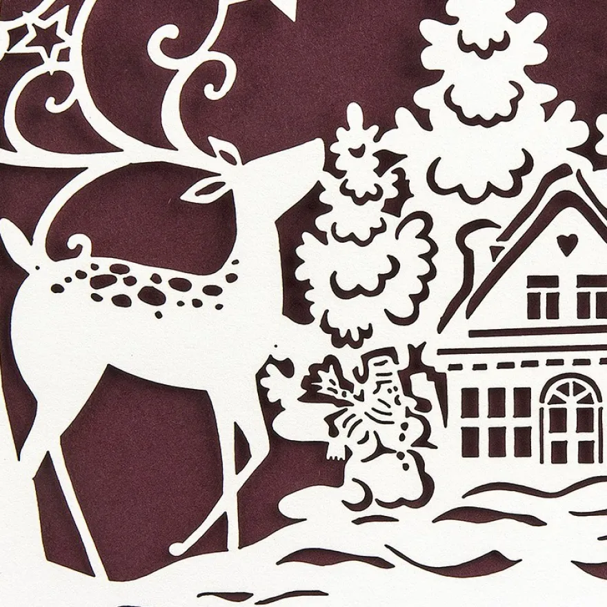 Laser-Grußkarte "Weihnachten 7", 12cm x 18cm, mit Umschlag & weinrotem Einleger