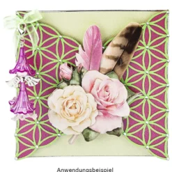 Laser-Kartenaufleger, Blume des Lebens, 12cm x 13cm, 5 Farbtöne, 20 Stück