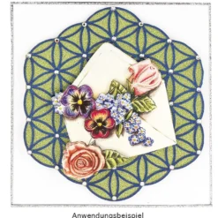 Laser-Kartenaufleger, Blume des Lebens, 12cm x 13cm, 5 Farbtöne, 20 Stück