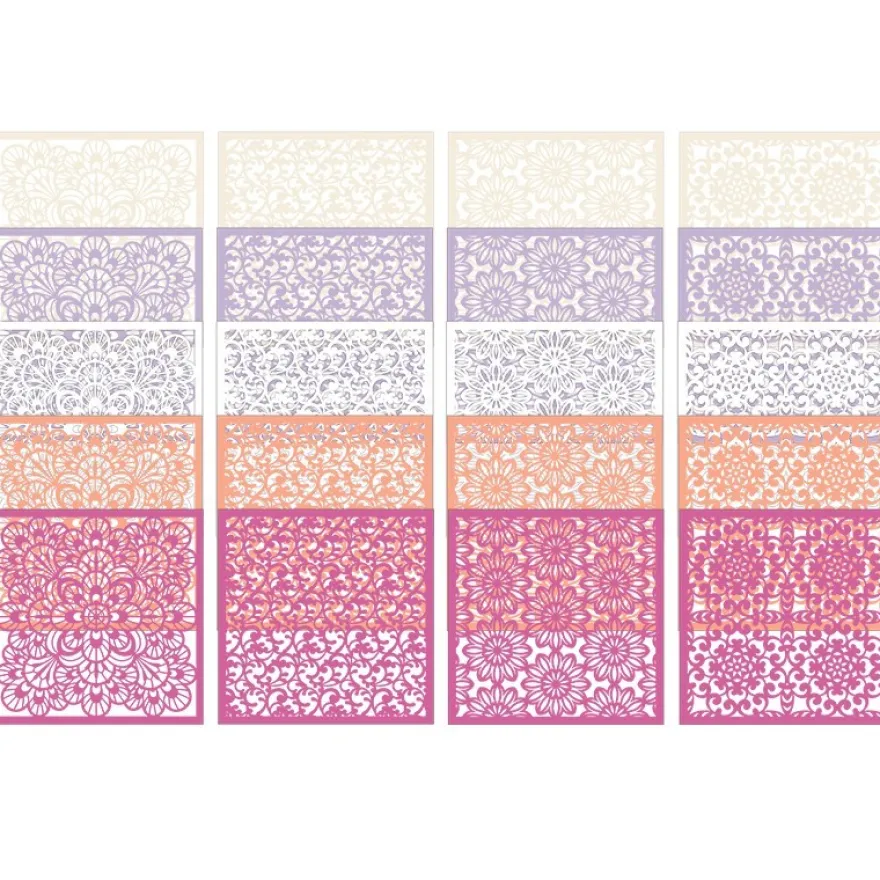 Laser-Kartenaufleger, Blumen 2, 14cm x 14cm, 4 versch. Designs, 5 Farbtöne, 20 Stück