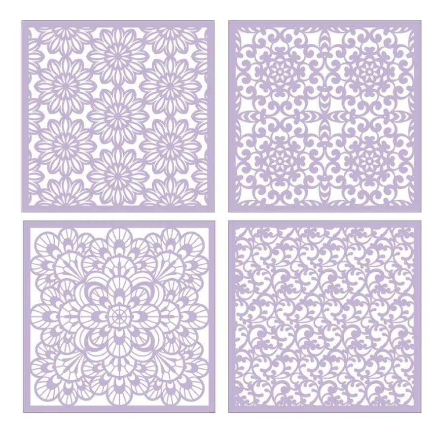 Laser-Kartenaufleger, Blumen 2, 14cm x 14cm, 4 versch. Designs, 5 Farbtöne, 20 Stück