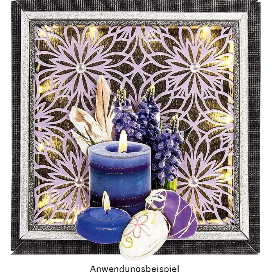 Laser-Kartenaufleger, Blumen 1, 14cm x 14cm, 4 versch. Designs, 5 Farbtöne, 20 Stück