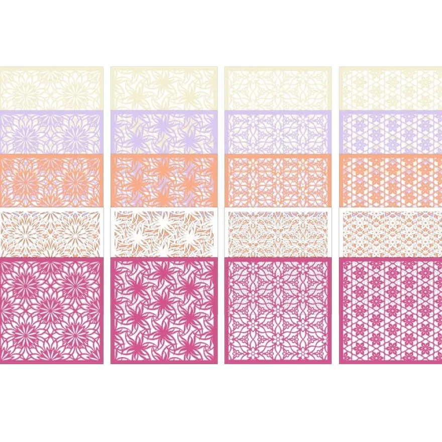 Laser-Kartenaufleger, Blumen 1, 14cm x 14cm, 4 versch. Designs, 5 Farbtöne, 20 Stück