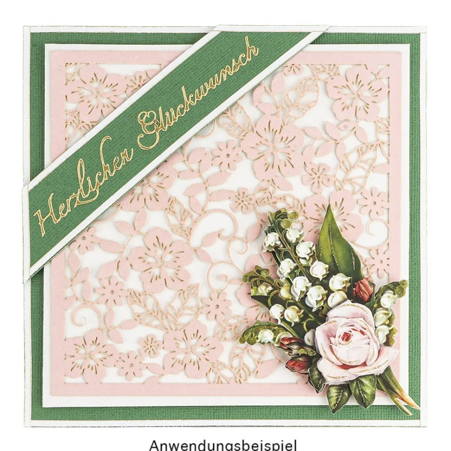 Laser-Kartenaufleger, Floral 1, 14cm x 14cm, 220 g/m², 5 Farben, 20 Stück