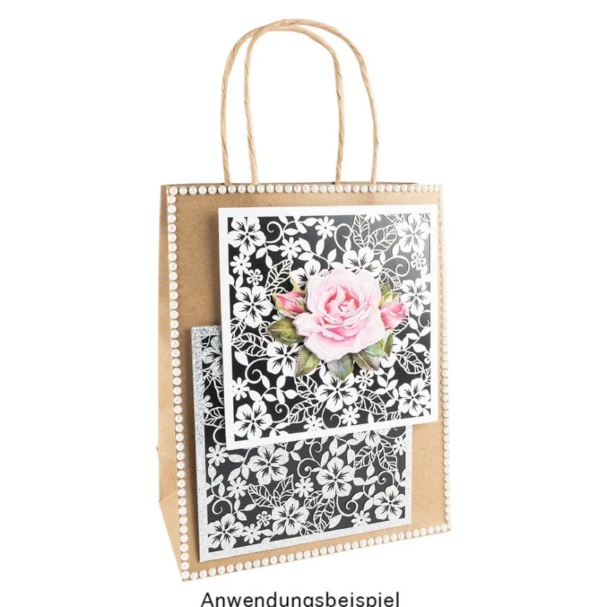 Laser-Kartenaufleger, Floral 1, 14cm x 14cm, 220 g/m², 5 Farben, 20 Stück