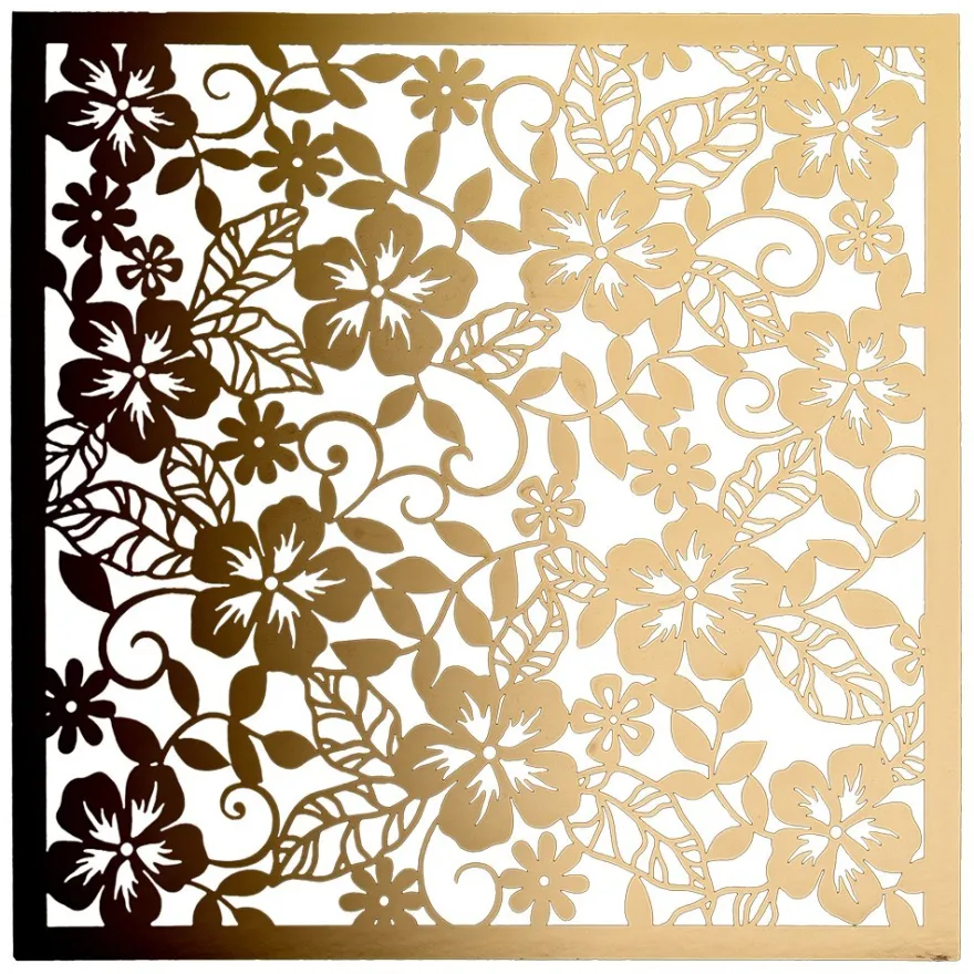 Laser-Kartenaufleger, Floral 1, 14cm x 14cm, 220 g/m², 5 Farben, 20 Stück