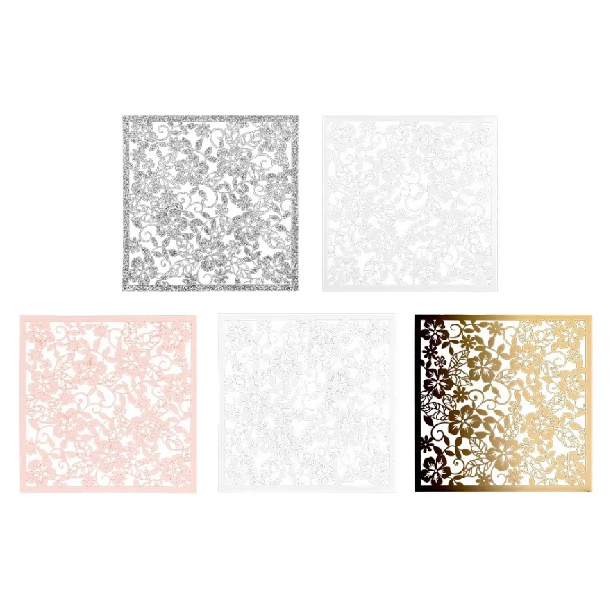 Laser-Kartenaufleger, Floral 1, 14cm x 14cm, 220 g/m², 5 Farben, 20 Stück