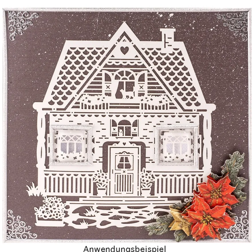 Laser-Kartenaufleger, Haus, 12,4cm x 13,9cm, 4 Farbtöne, 20 Stück