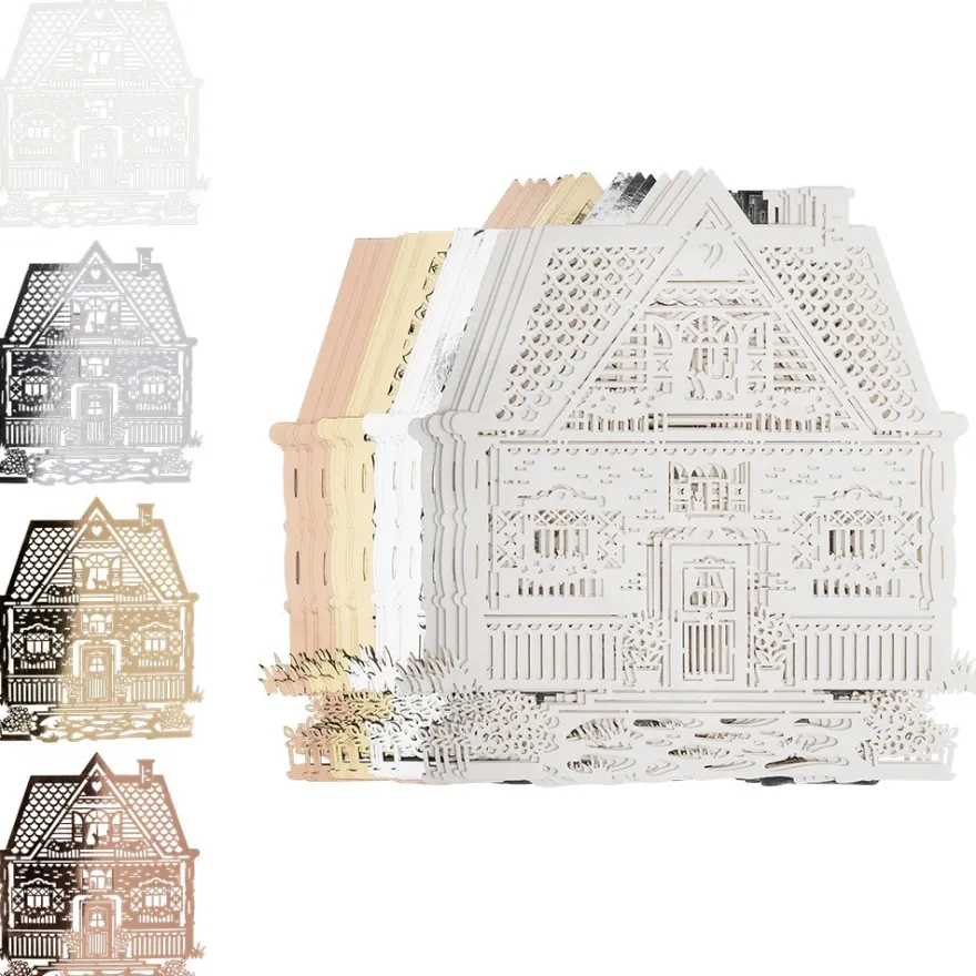 Laser-Kartenaufleger, Haus, 12,4cm x 13,9cm, 4 Farbtöne, 20 Stück
