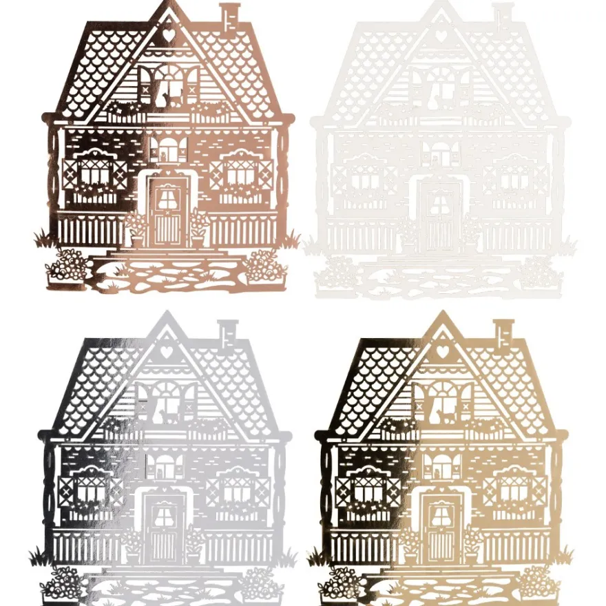 Laser-Kartenaufleger, Haus, 12,4cm x 13,9cm, 4 Farbtöne, 20 Stück