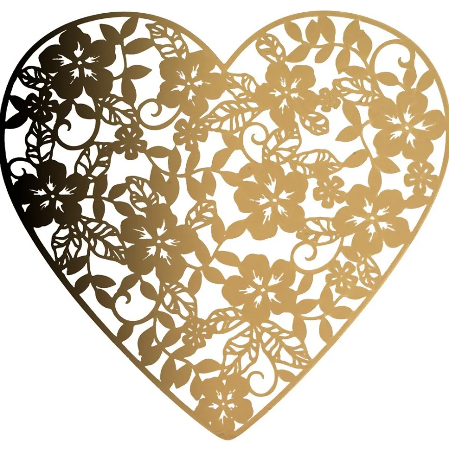 Laser-Kartenaufleger, Herz mit Blumen, 14cm x 13,5cm, 220 g/m², 5 Farbtöne, 20 Stück