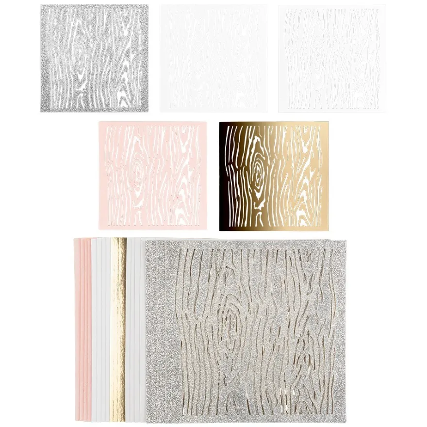 Laser-Kartenaufleger, Hintergrund, Holzmaserung, 14cm x 14cm, 220 g/m², 5 Farben, 20 Stück