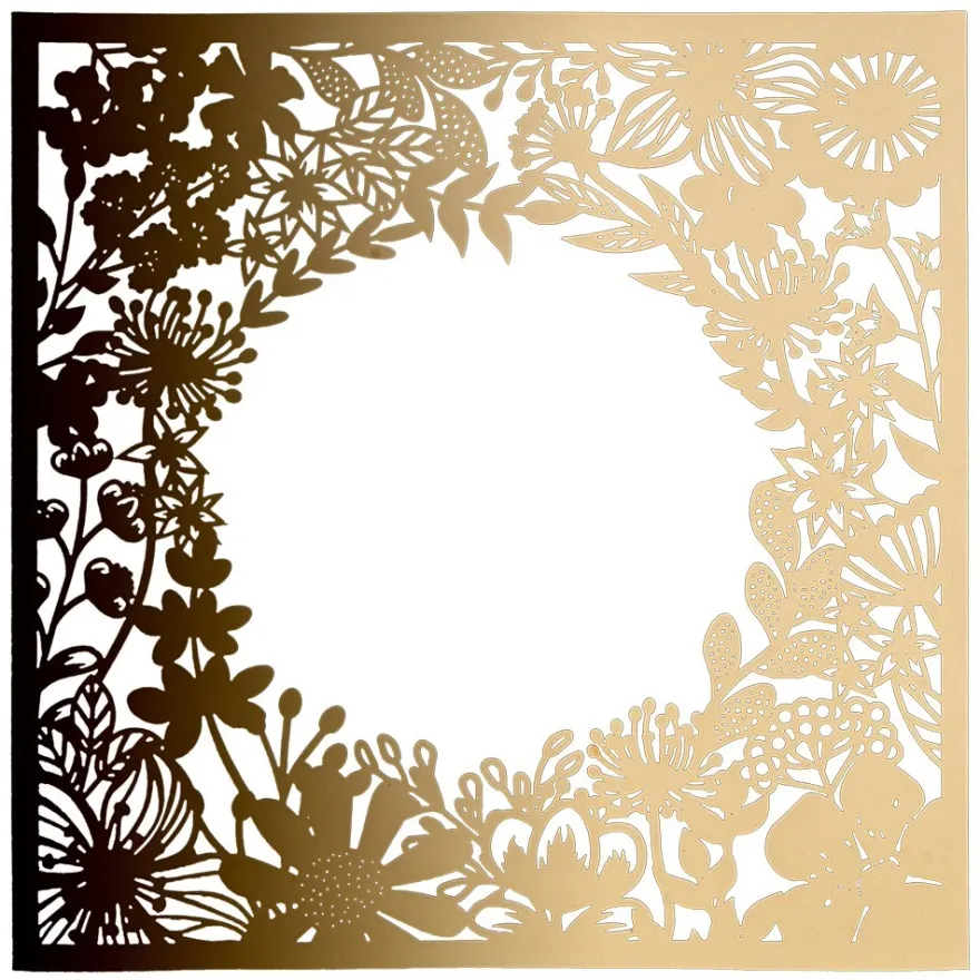 Laser-Kartenaufleger, Hintergrund, Blumenkranz, 14cm x 14cm, 220 g/m², 5 Farben, 20 Stück