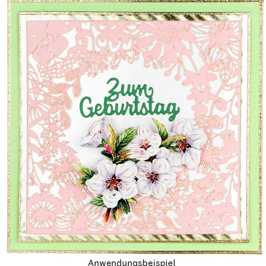 Laser-Kartenaufleger, Hintergrund, Blumenkranz, 14cm x 14cm, 220 g/m², 5 Farben, 20 Stück