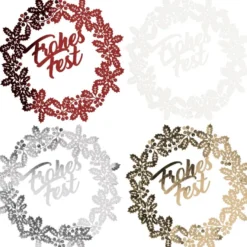 Laser-Kartenaufleger, Kranz Frohes Fest, 13,6cm x 13,8cm, 4 Farbtöne, 20 Stück