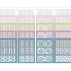 Laser-Kartenaufleger, Ornamentik 1, 14,8cm x 10,5cm, 4 versch. Designs, 5 Pastelltöne, 20 Stück