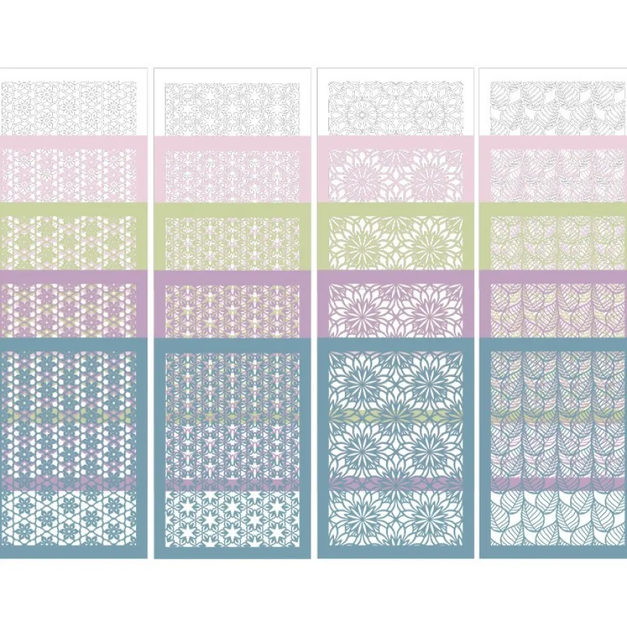 Laser-Kartenaufleger, Ornamentik 1, 14,8cm x 10,5cm, 4 versch. Designs, 5 Pastelltöne, 20 Stück