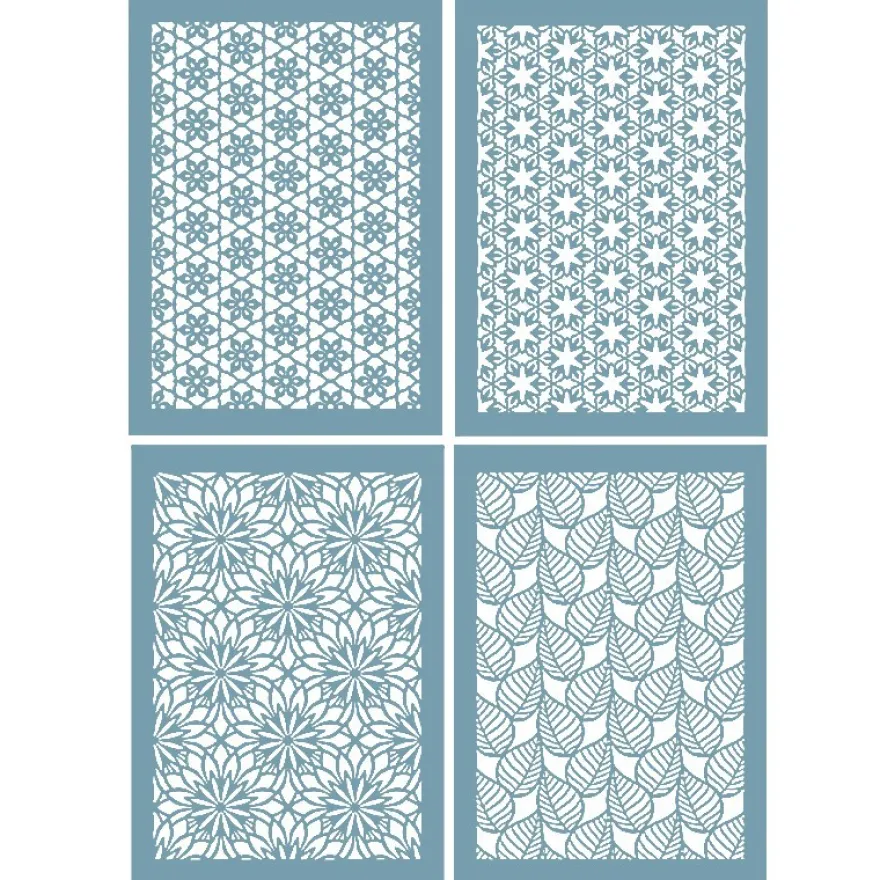 Laser-Kartenaufleger, Ornamentik 1, 14,8cm x 10,5cm, 4 versch. Designs, 5 Pastelltöne, 20 Stück
