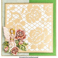 Laser-Kartenaufleger, Rosen 1, 14cm x 14cm, 220 g/m², 5 Farben, 20 Stück