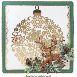 Laser-Kartenaufleger, Weihnachtskugel, 14,1cm x 11,8cm, 4 Farbtöne, 20 Stück