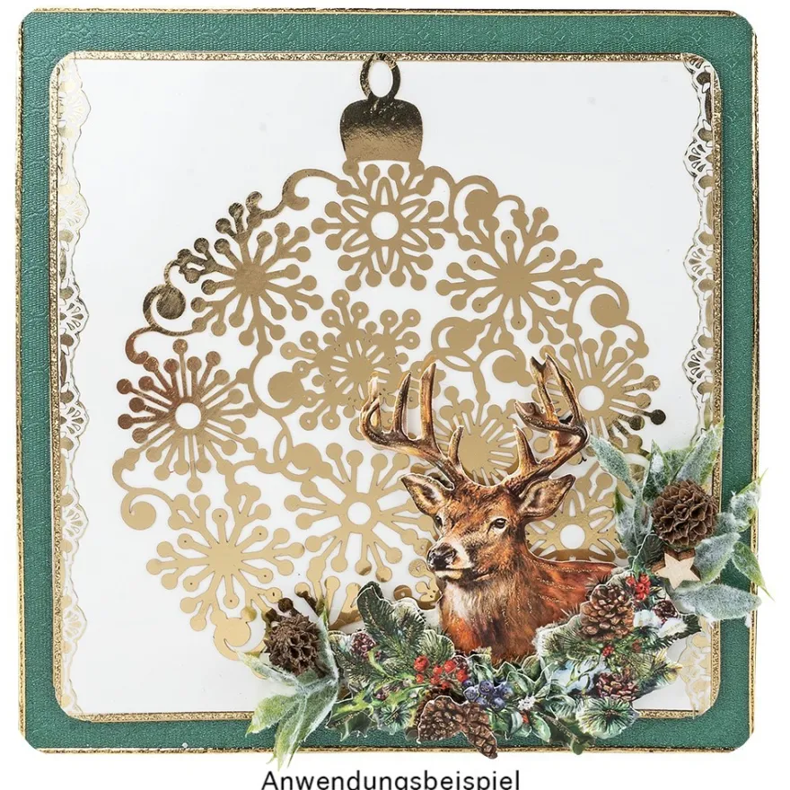 Laser-Kartenaufleger, Weihnachtskugel, 14,1cm x 11,8cm, 4 Farbtöne, 20 Stück