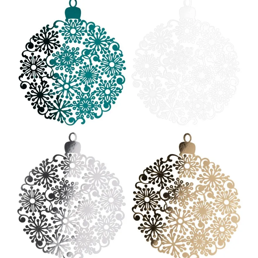 Laser-Kartenaufleger, Weihnachtskugel, 14,1cm x 11,8cm, 4 Farbtöne, 20 Stück