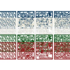 Laser-Kartenaufleger, Winter/Weihnachten 2, 14cm x14cm, 4 versch. Designs, 5 Farbtöne, 20 Stück