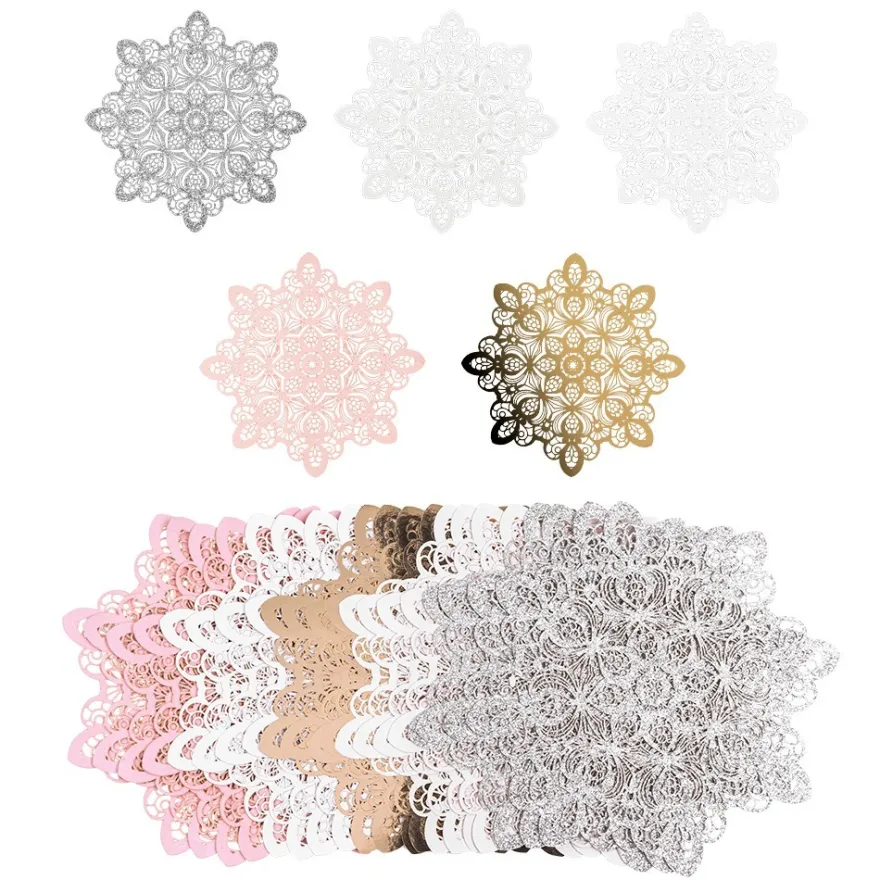 Laser-Kartenaufleger, Zierdeckchen, Ornament 21, Ø 14cm, 220 g/m², 5 Farbtöne, 20 Stück