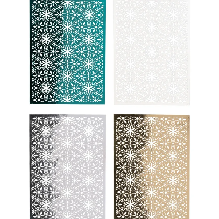 Laser-Kartenaufleger, Zierdeckchen Ornamente, 14,8cm x 10,5cm, 4 Farbtöne, 20 Stück