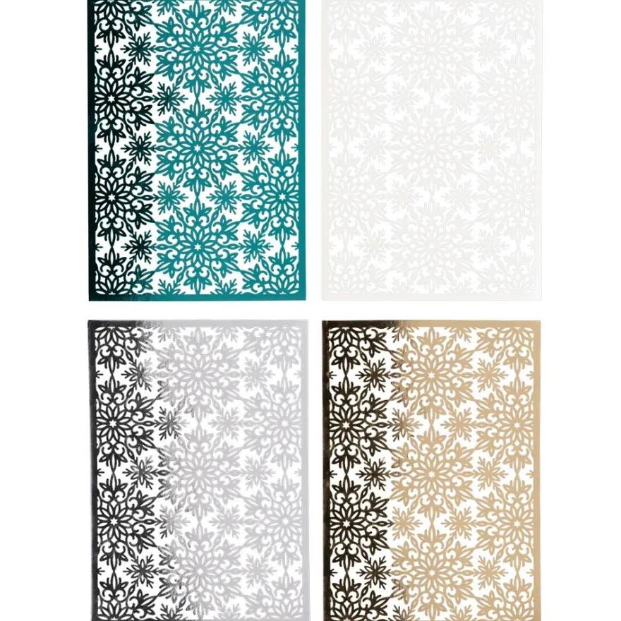Laser-Kartenaufleger, Zierdeckchen Eiskristalle 1, 14,8cm x 10,5cm, 4 Farbtöne, 20 Stück